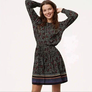 LOFT Diamond Floral Smocked Dress Size S